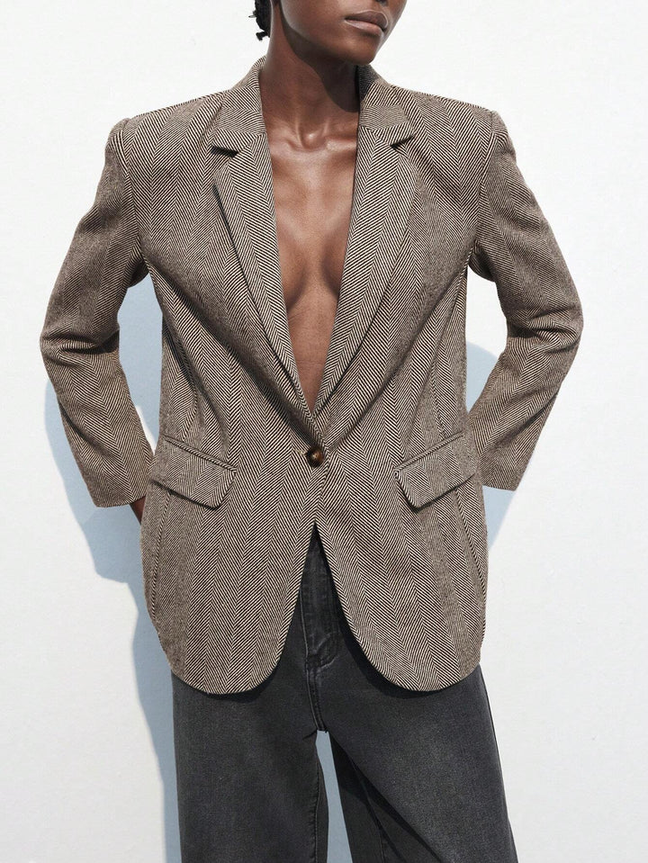 Blazer Café Brun med Enkel Knap