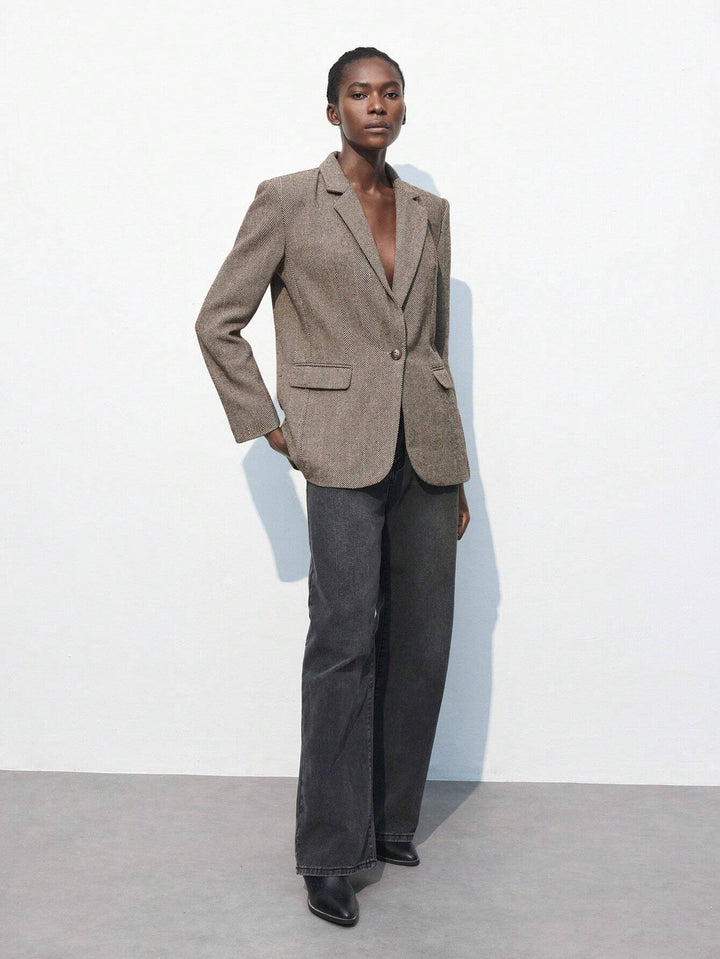 Blazer Café Brun med Enkel Knap
