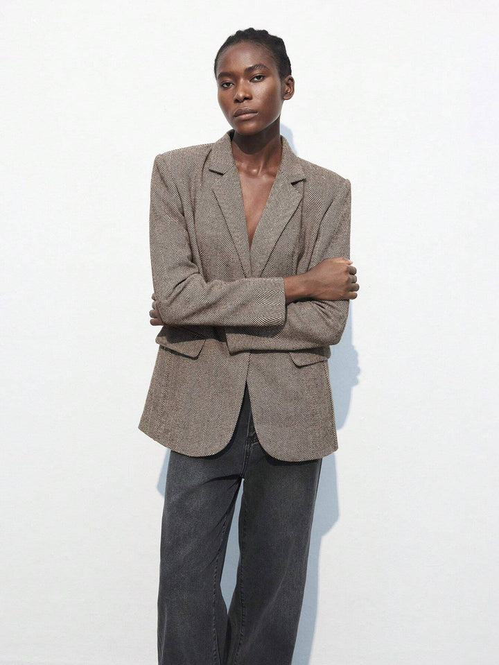 Blazer Café Brun med Enkel Knap