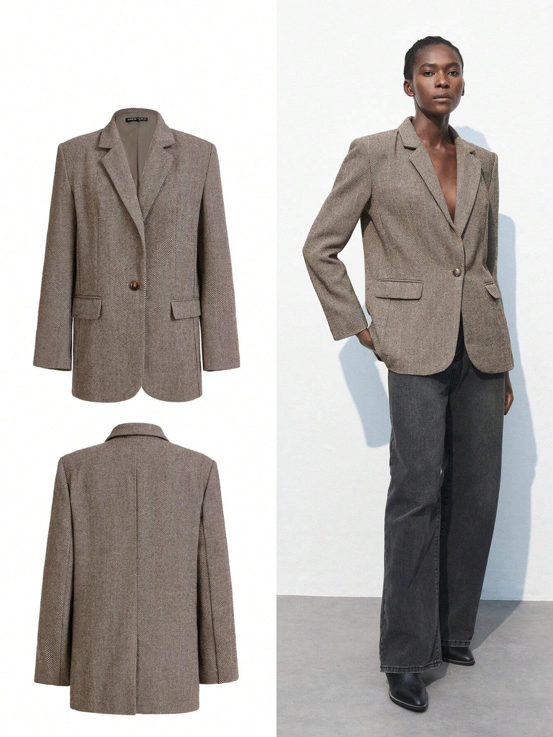 Blazer Café Brun med Enkel Knap