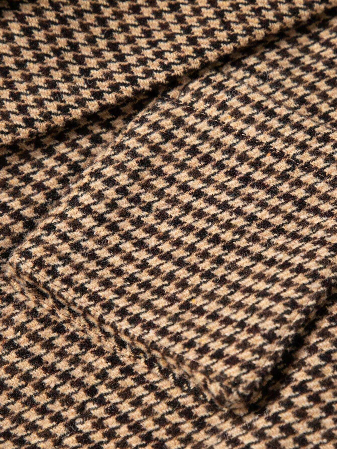 Brun Rute Blazer med Enkel Knaplukning