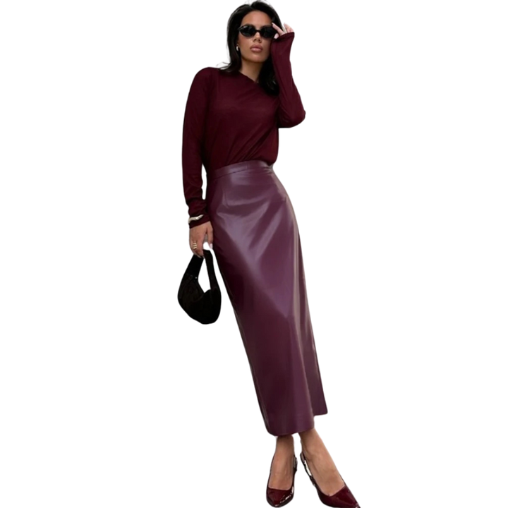 Midi Skirt i Luksus Vinyl