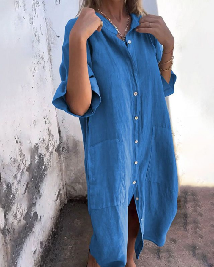 Ibiza Stil Casual Skjortekjole