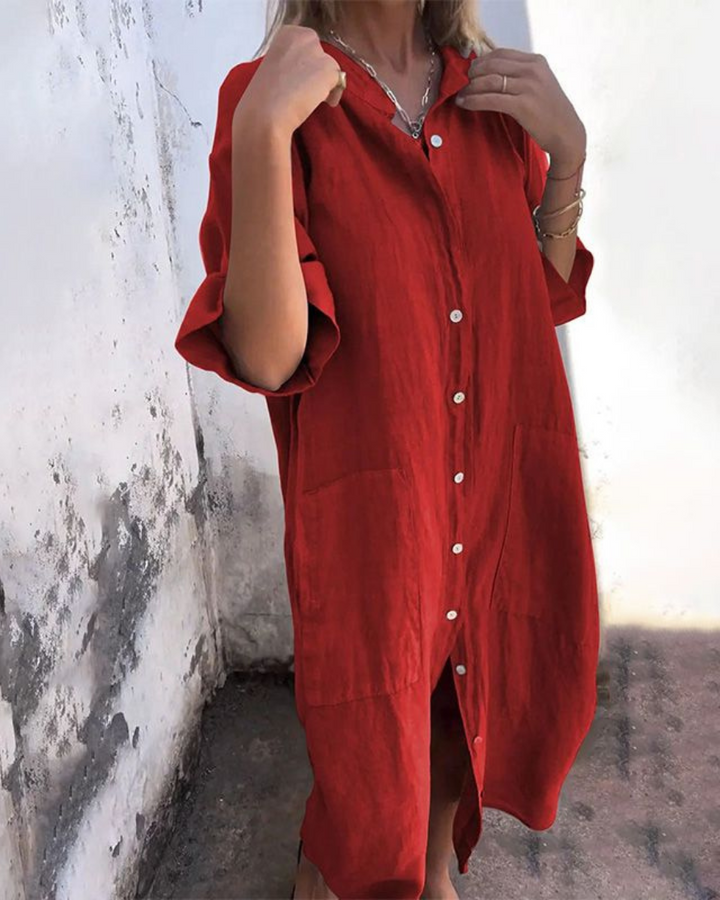Ibiza Stil Casual Skjortekjole