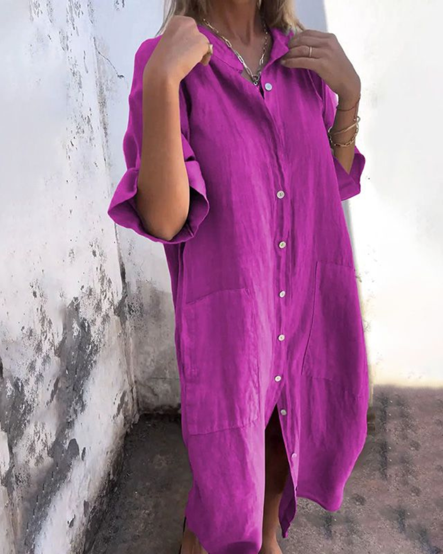 Ibiza Stil Casual Skjortekjole