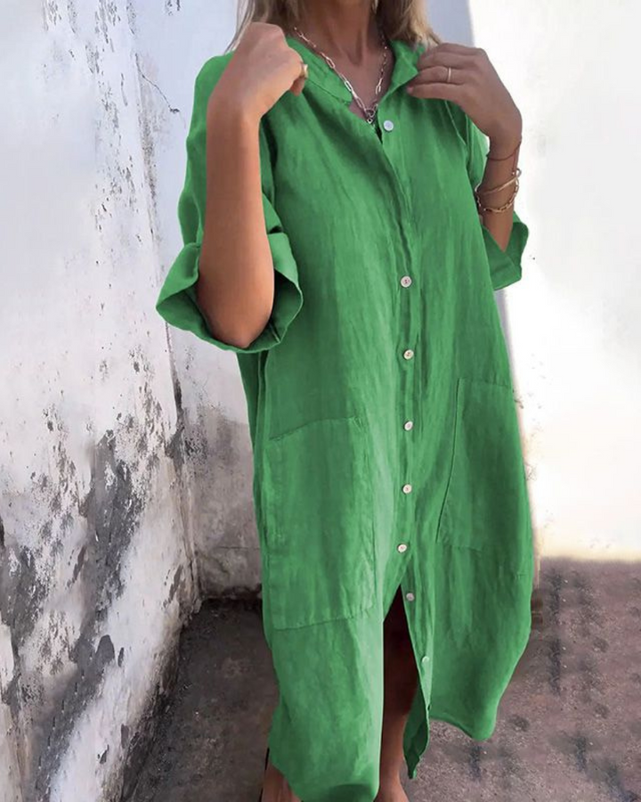Ibiza Stil Casual Skjortekjole