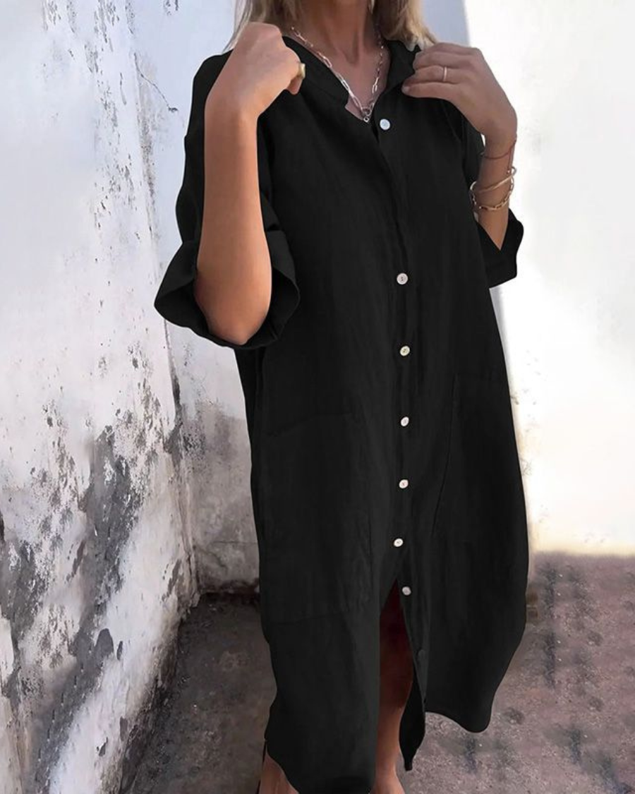 Ibiza Stil Casual Skjortekjole