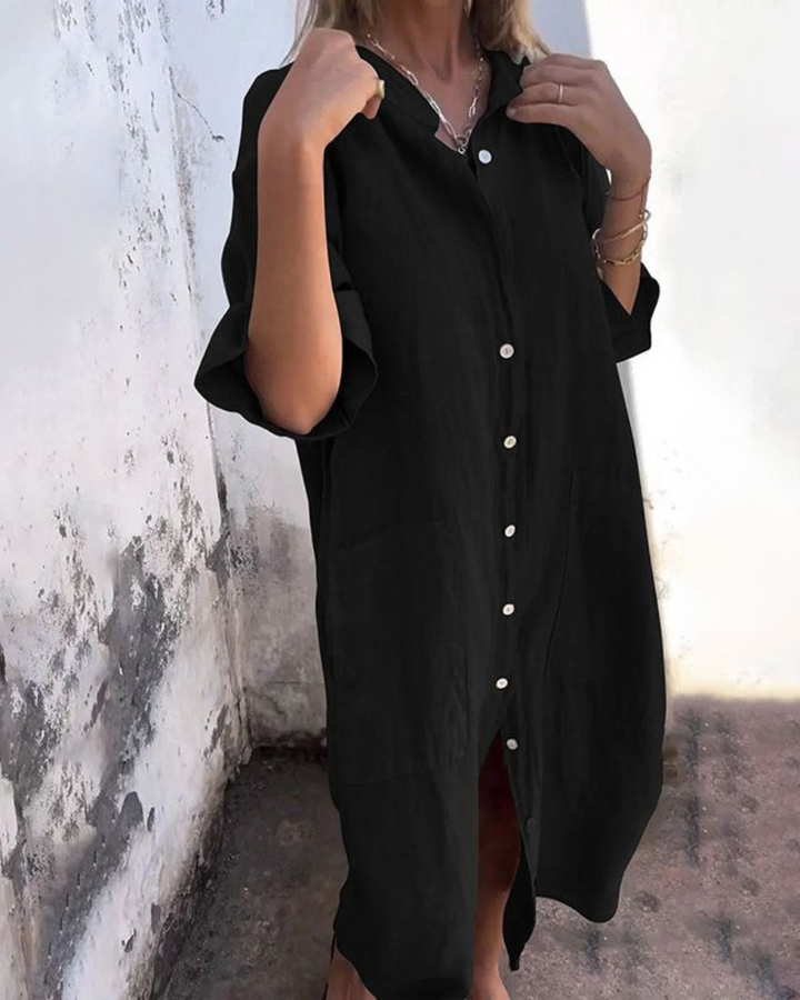 Ibiza Stil Casual Skjortekjole