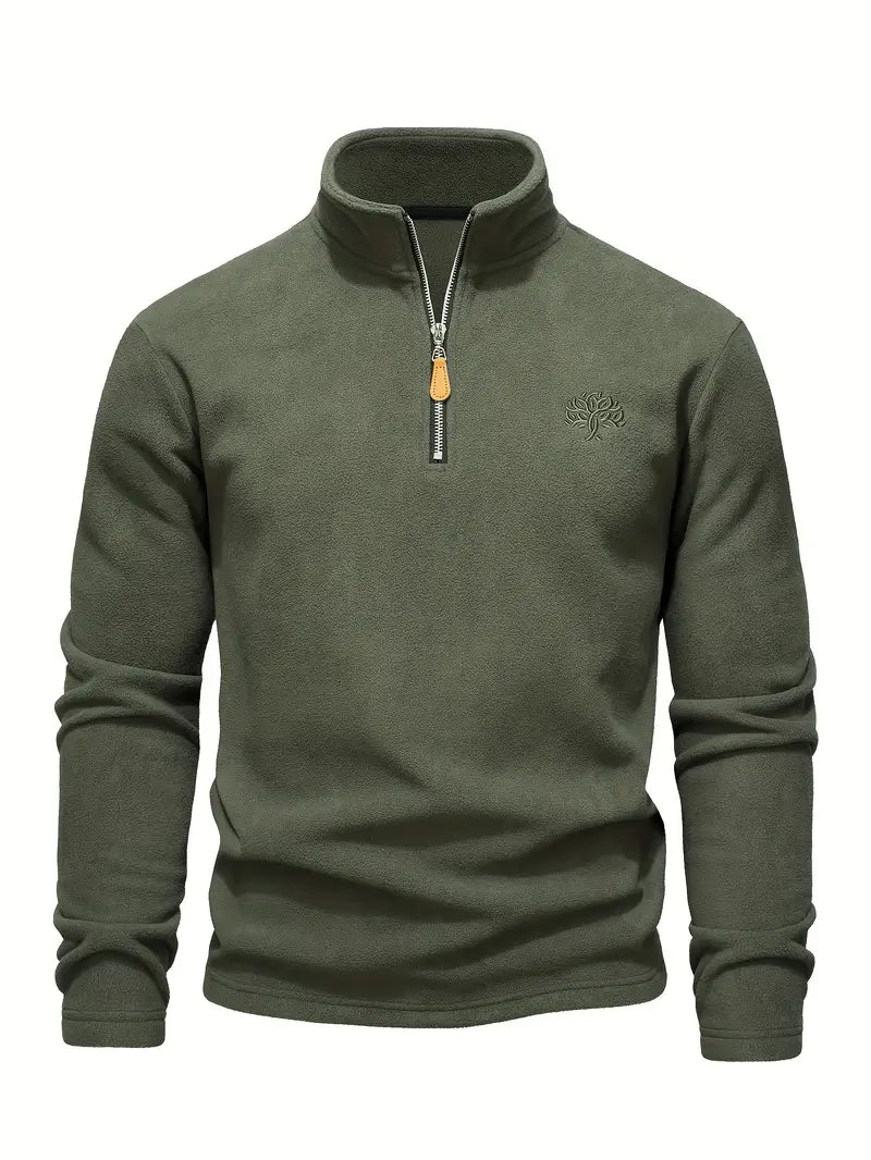Henrik - Langærmet Sweatshirt med Halv Lynlås