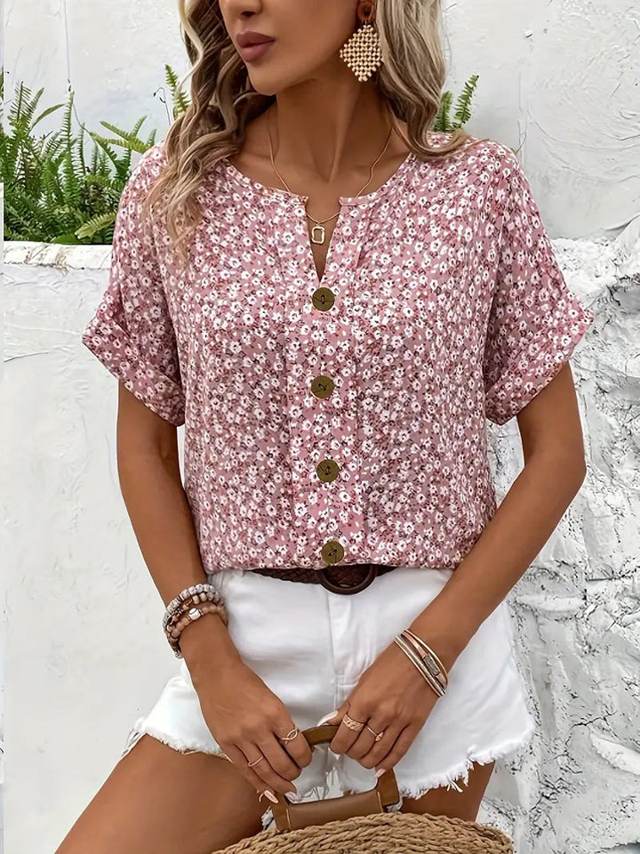 Elegant Blomstret Bluse