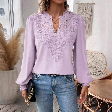 Elegant damebluse med løse ærmer