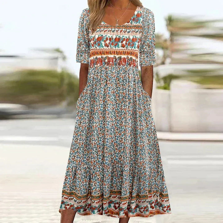 Plus-size Blomstret Maxi Kjole