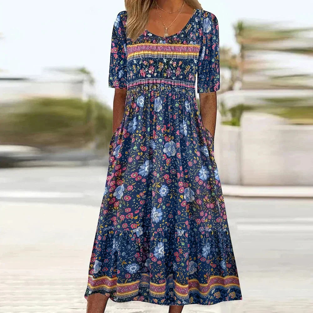 Plus-size Blomstret Maxi Kjole