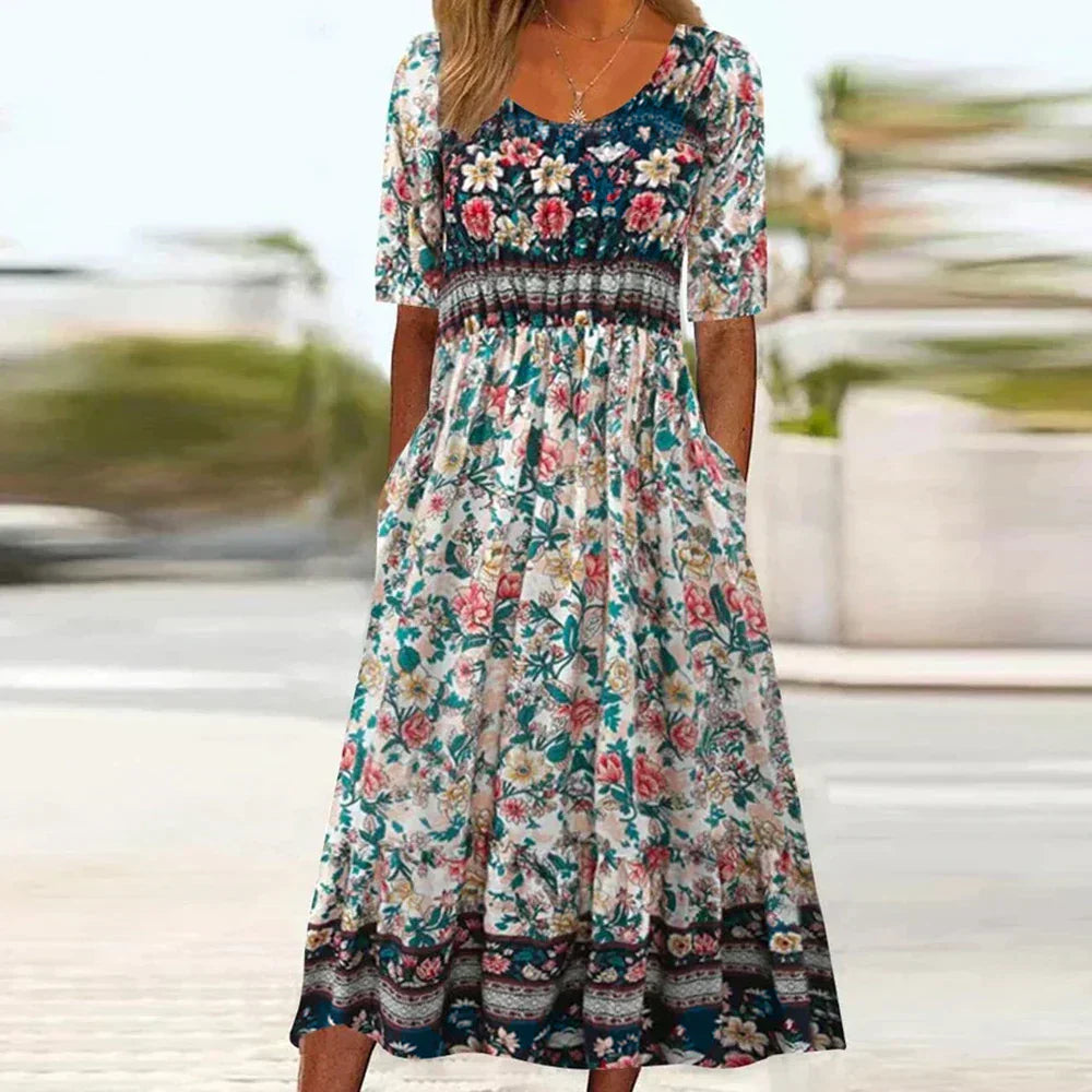 Plus-size Blomstret Maxi Kjole
