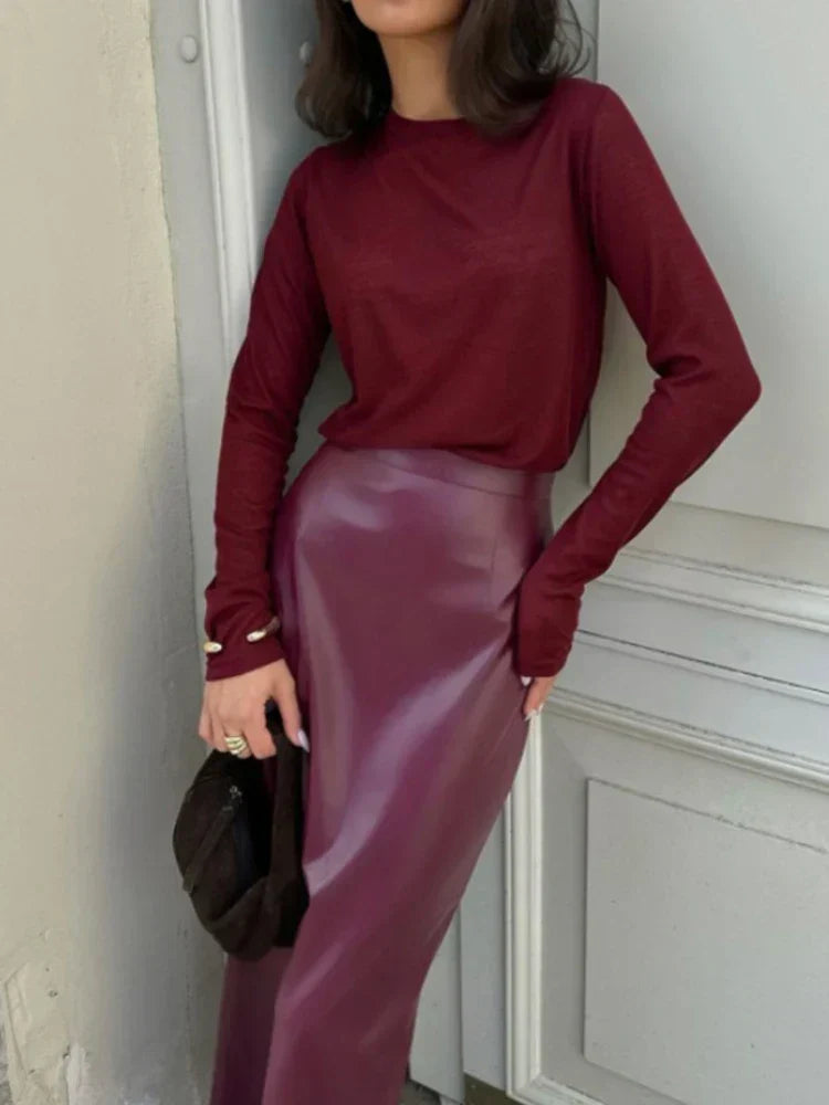 Midi Skirt i Luksus Vinyl