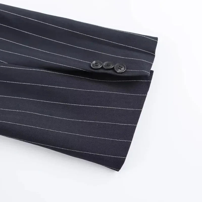 Klassisk Stribet Dobbeltradet Blazer