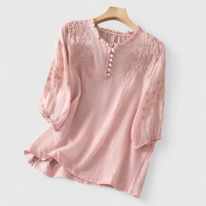 Elegant Broderet Sommerbluse