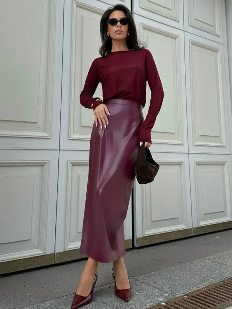 Midi Skirt i Luksus Vinyl
