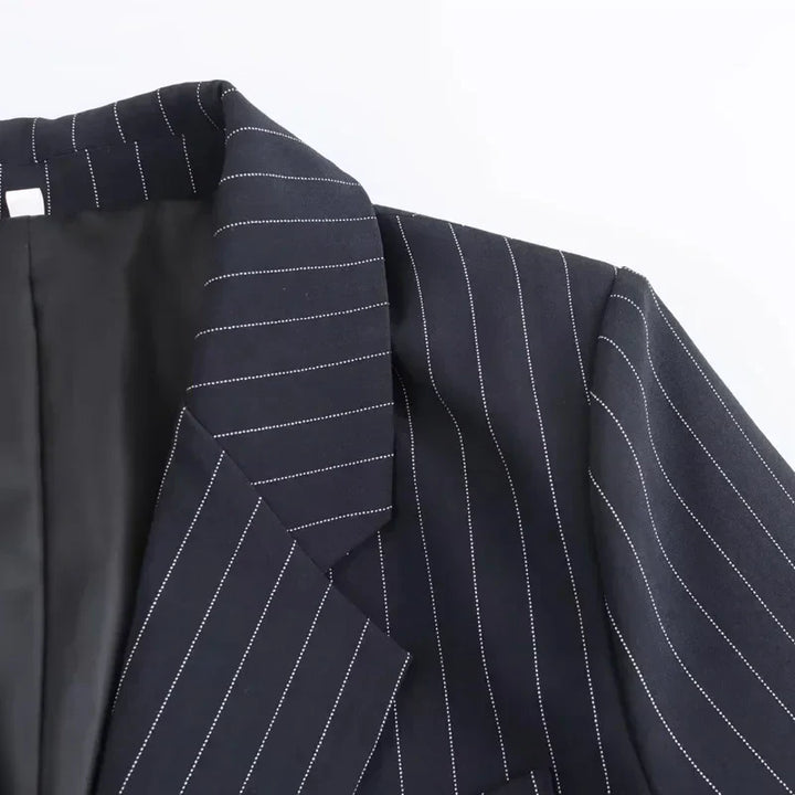 Klassisk Stribet Dobbeltradet Blazer