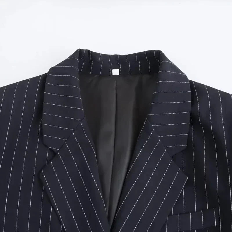 Klassisk Stribet Dobbeltradet Blazer