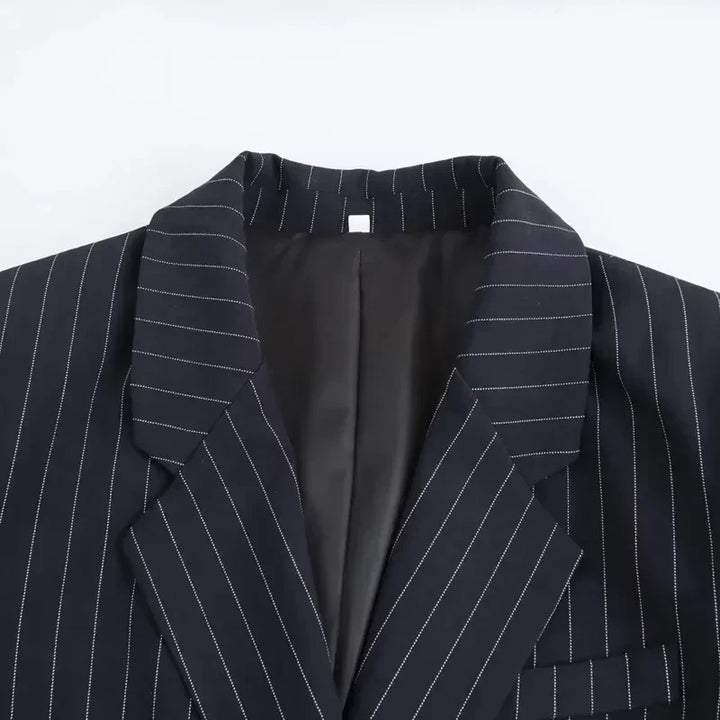 Klassisk Stribet Dobbeltradet Blazer