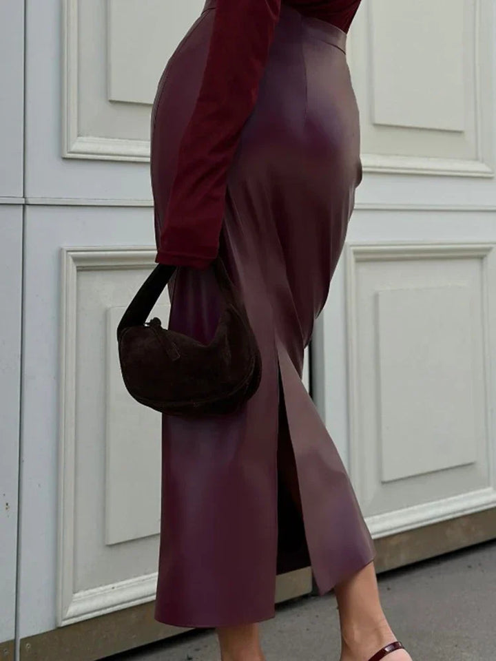 Midi Skirt i Luksus Vinyl