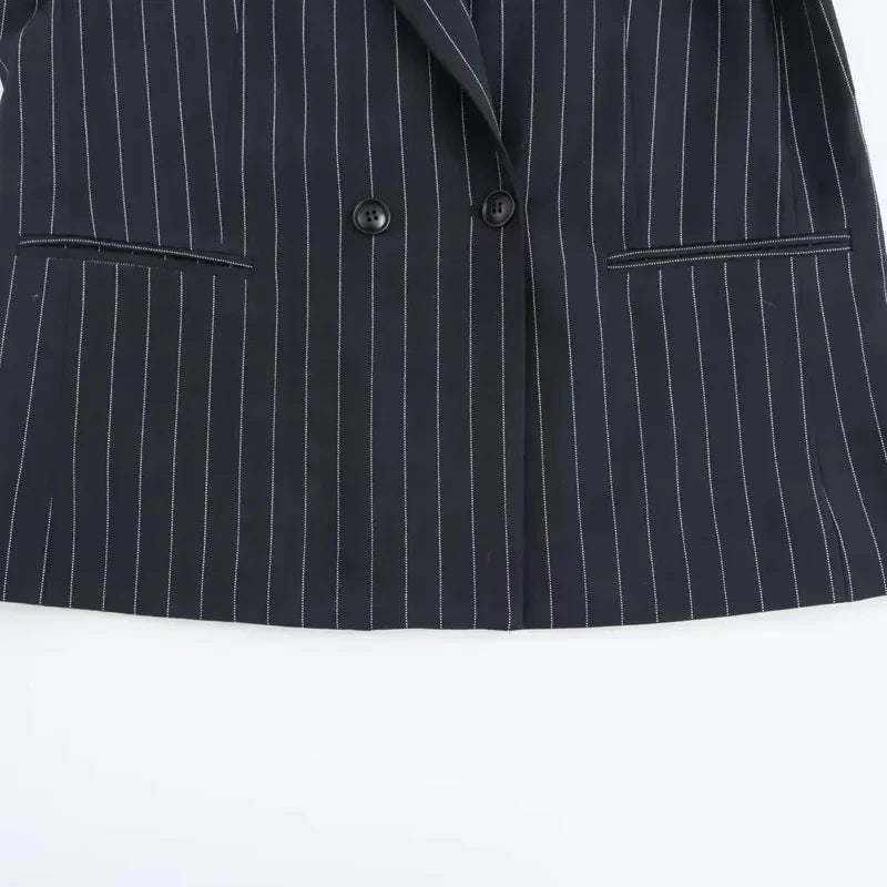 Klassisk Stribet Dobbeltradet Blazer