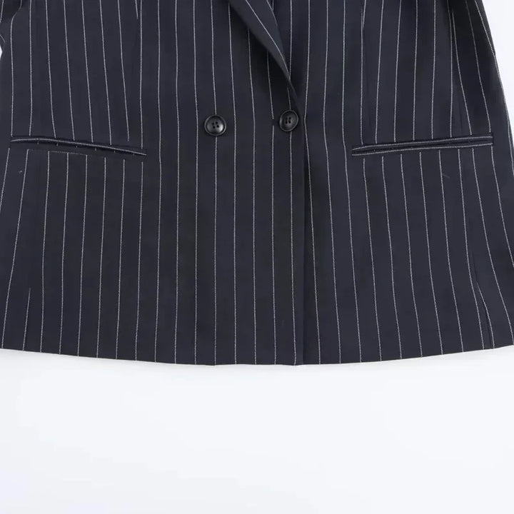 Klassisk Stribet Dobbeltradet Blazer