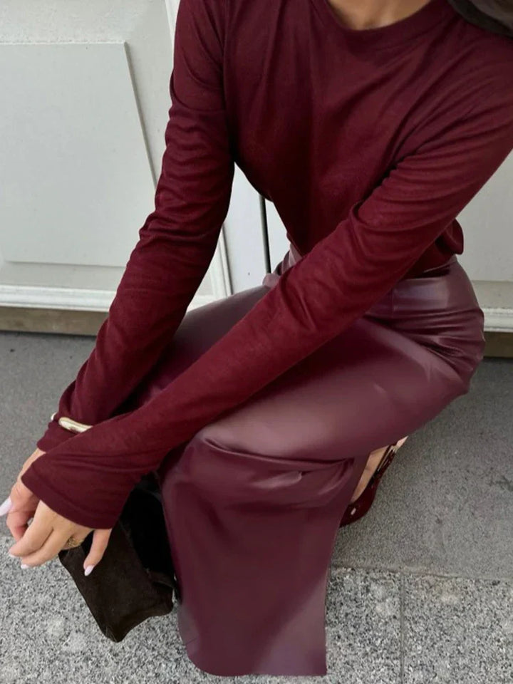 Midi Skirt i Luksus Vinyl