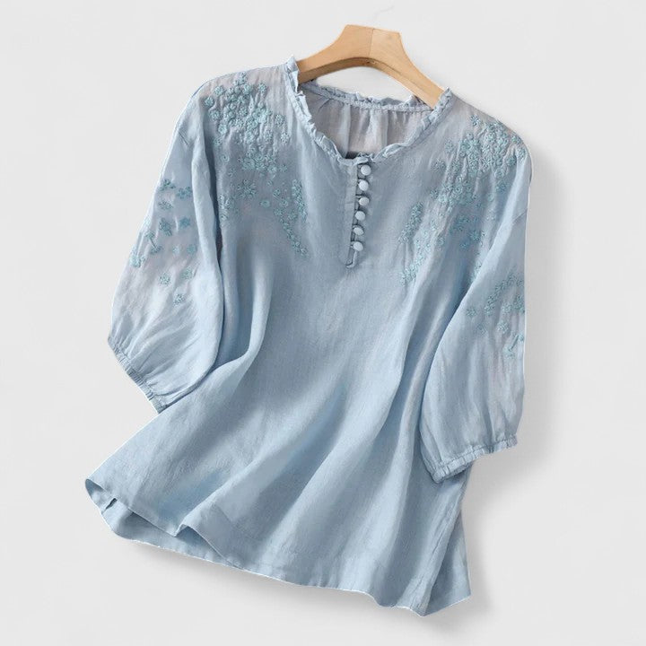 Elegant Broderet Sommerbluse