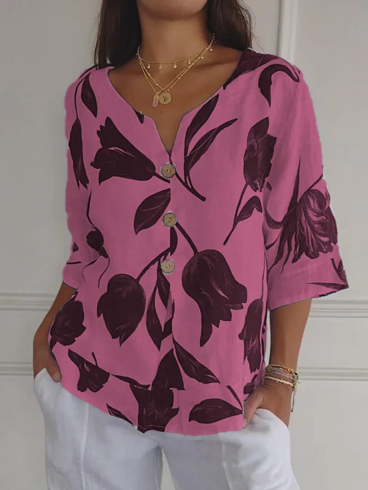 Bluse Skjorte Med Blomstermønster