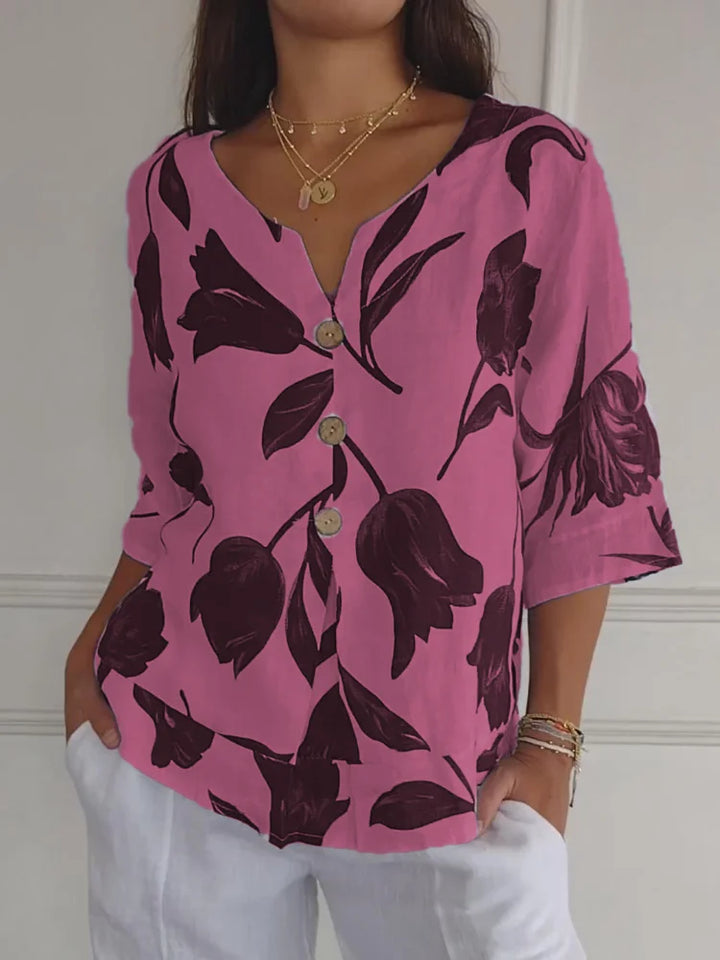 Bluse Skjorte Med Blomstermønster