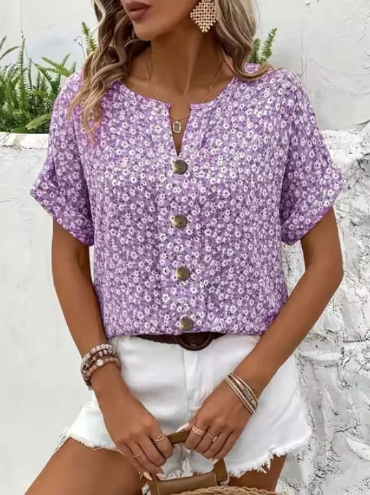 Elegant Blomstret Bluse