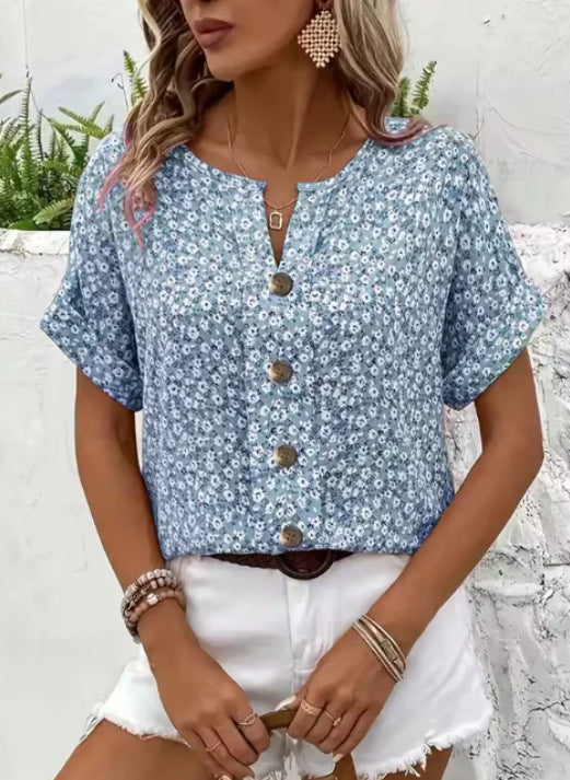Elegant Blomstret Bluse
