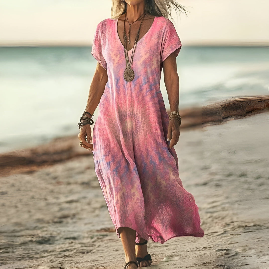Stilfuld Blomsterprint Boho Kjole