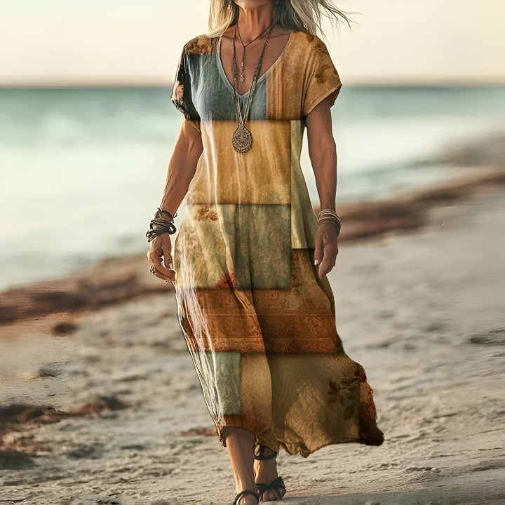 Stilfuld Blomsterprint Boho Kjole