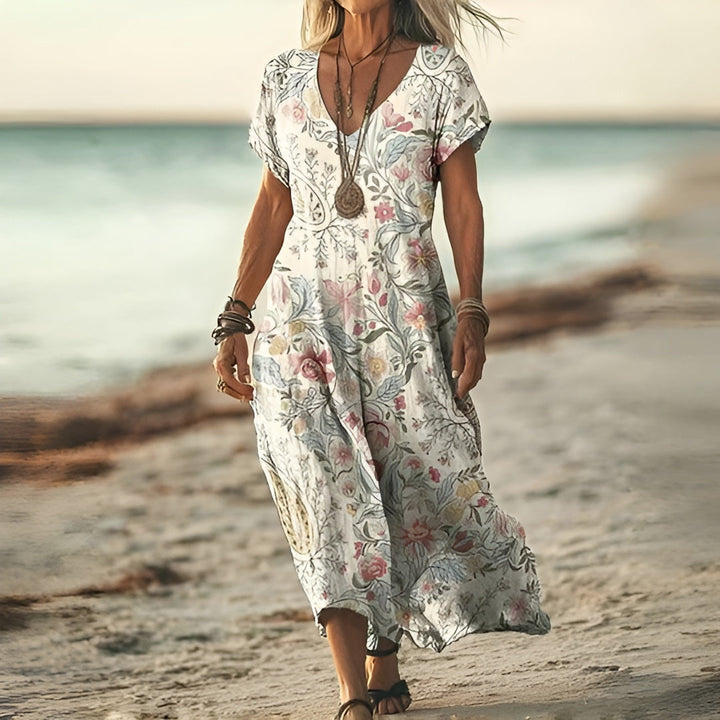 Stilfuld Blomsterprint Boho Kjole